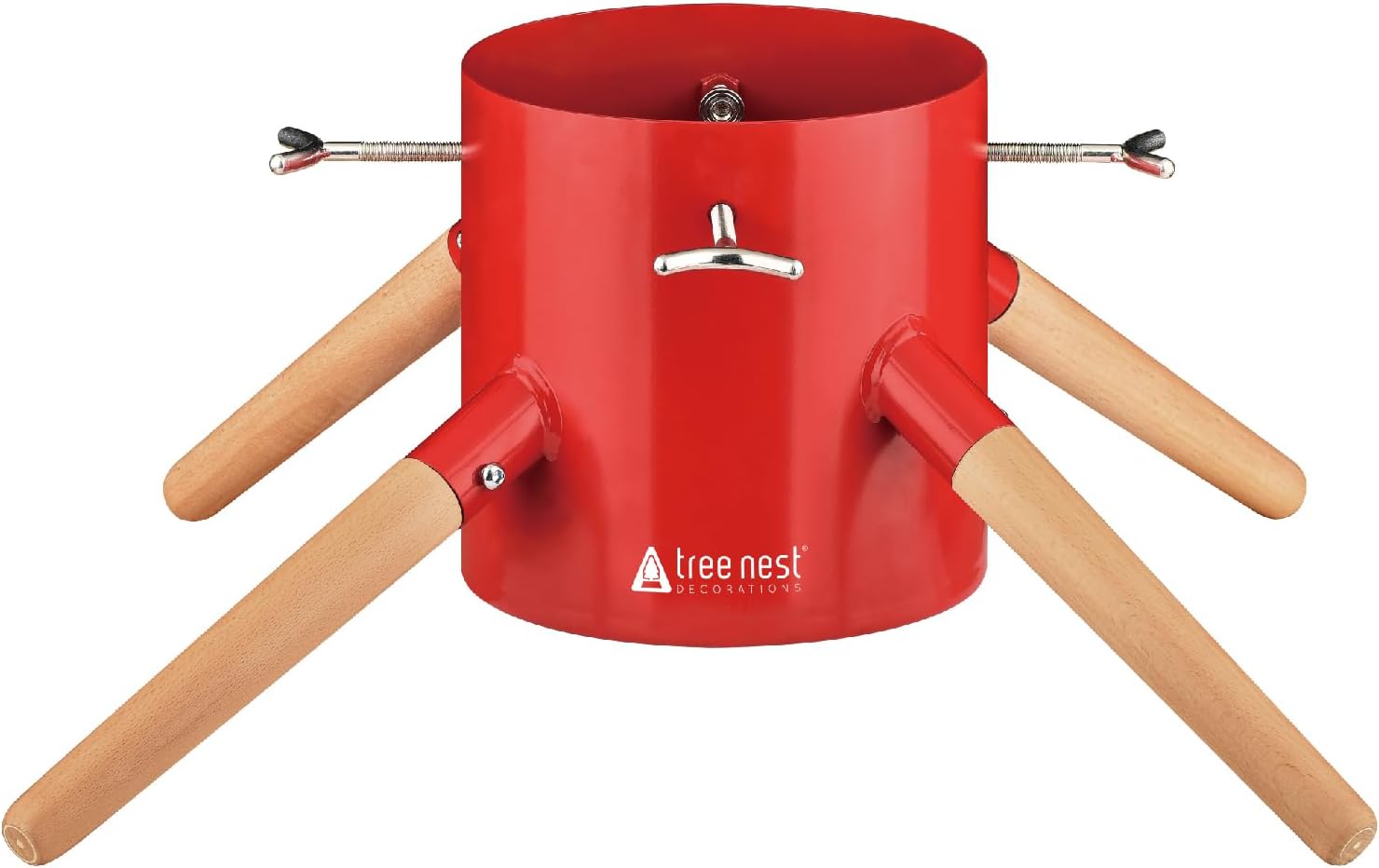 Tree Nest Christmas Tree Stand Base Xmas Modern Tree Metal Holder Stand for Real Tree Fits up to 7ft Family(Red)